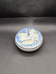 Набор винтажный - кружка немецкая пивная и шкатулка Lubero / R.Nock "Почетный дар муниципалитета Офтерсхайм" с изображением города, кружка 18 см (0.5 л), шкатулка - 13.5 см, фарфор, Германия, 1970-80гг.