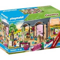 PLAYMOBIL 3er Set: 70510 Ponycamp-Ubernachtungswagen + 70995 Reitunterricht mit Pferdeboxen + 70999 Pferdeset 3x Pferde: Friese Набор из 3 штук: 70510 Пони-лагерь для ночлега + 70995 Уроки верховой езды с конюшнями + 70999 Комплект для лошадей 3 лошади: ф