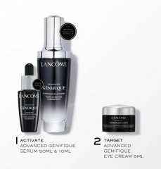 LANCOME ADVANCED GENIFIQUE SERUM HAUTPFLEGESET Подарочный набор &quot;Антивозрастной уход ADVANCED GENIFIQUE&quot; ограниченный выпуск 2024 года: сыворотка 50мл + 10мл, крем для глаз 5мл