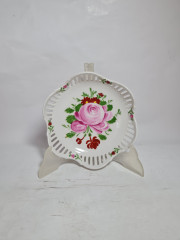 Тарелка сервировочная винтажная Lichte / Fine China с цветочным декором, фарфор, 17 см, Германия, 1960-70гг.