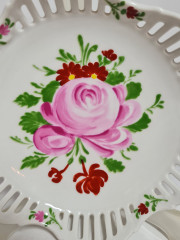 Тарелка сервировочная винтажная Lichte / Fine China с цветочным декором, фарфор, 17 см, Германия, 1960-70гг.