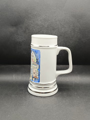Кружка немецкая пивная винтажная Lubero / R.Nock "Почетный дар муниципалитета Офтерсхайм" с изображением города, 0.5 л, 18 см, фарфор, Германия, 1970-80гг.