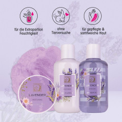 Accentra Shower Set Women Gift Set Lavender in Beautiful Gift Box Подарочный набор &quot;Лаванда&quot;  из 4 предметов с гелем для душа, лосьоном для тела, маслом для тела и сетчатой ​​губкой