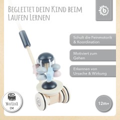 bieco Schiebespielzeug Karussell Kinderspielzeug Nachziehtier Holz Schiebtier ab 1 J. Nachziehspielzeug Игрушка-карусель Детская игрушка Игрушка-качалка Деревянная игрушка-толкай от 1 года Игрушка-качалка