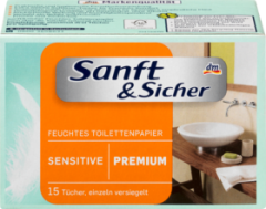 Sanft&amp;Sicher Влажная Туалетная бумага Чувствительный  Sachets, 15 шт