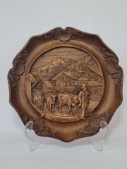 German Wood Винтажное деревянное панно &quot;Швейцария&quot;, ручная работа, 23см, Германия 1950-60гг.