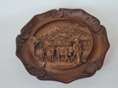German Wood Винтажное деревянное панно &quot;Швейцария&quot;, ручная работа, 23см, Германия 1950-60гг.