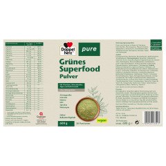 Doppelherz pure Gruenes Superfood Pulver, Pulver, 600 g, Порошковый комплекс витаминов, минералов, растительных экстрактов и водорослей для дополнения рациона и поддержки иммунитета, 600 г, 30 порций