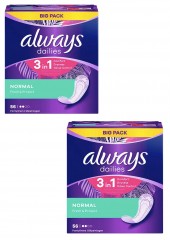 always Slipeinlage Fresh&amp;Protect Normal BigPack 56 St, Прокладки Ежедневные Normal 56 штук, 2 упаковки (112 штук)