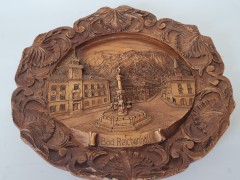 German Wood Винтажное деревянное панно &quot;Бад-Райхенхалль&quot;, ручная работа, 23см, Германия 1950-60гг.