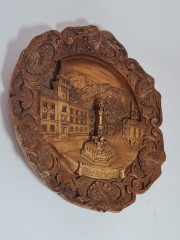 German Wood Винтажное деревянное панно &quot;Бад-Райхенхалль&quot;, ручная работа, 23см, Германия 1950-60гг.