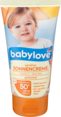 babylove чувствительный	Солнцезащитный крем для детей LSF 50+, 75 мл