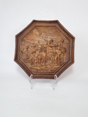 German Wood Винтажное деревянное панно &quot;Сенокос&quot;, ручная работа, 23см, Германия 1950-60гг.