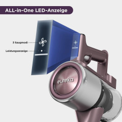 Eureka! Eureka! Akku-Hand-und Stielstaubsauger Ideal fur Hartboden, Teppiche, Tierhaare, 450,00 W, beutellos, 450W Tierstaubsauger: Stark, 60 Min Laufzeit, Touchscreen – Haare  Эврика! Беспроводной ручной пылесос, идеально подходит для твердых полов, ковр