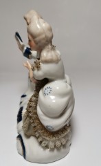 German porcelain, Немецкая винтажная фарфоровая статуэтка рококо "Музыканты с арфой" 12см, 1960-70гг.