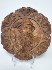 German Wood Винтажное деревянное панно &quot;Охотник&quot;, ручная работа, 23см, Германия 1950-60гг.