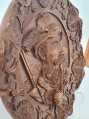 German Wood Винтажное деревянное панно &quot;Охотник&quot;, ручная работа, 23см, Германия 1950-60гг.