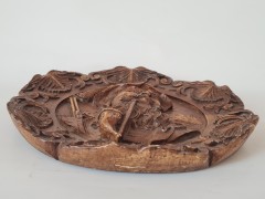 German Wood Винтажное деревянное панно &quot;Охотник&quot;, ручная работа, 23см, Германия 1950-60гг.