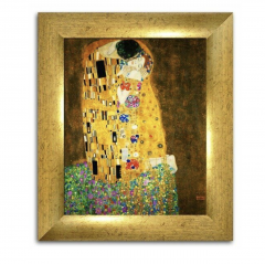 Картина винтажная &quot;Поцелуй&quot; Густав Климт, позолоченная рама, 26 x 31 см, Германия, 1960-70гг.