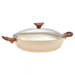 Sambonet Sambonet Rock'n'Rose - Aluminium-Antihaft Servierpfanne mit Deckel Rose d: 28 cm / h: 6,8 cm / 3,6 L Sambonet Rock"n"Rose - Алюминиевая сковорода с антипригарным покрытием и крышкой Rose d: 28 см / высота: 6,8 см / 3,6 л