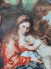 Тарелка декоративная винтажная AK Kaiser с изображением женщины с ребенком, фарфор, 10 см, Германия, 1960-70гг.