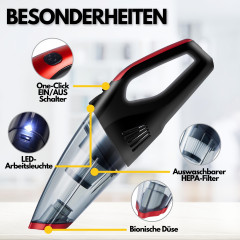STEINBORG STEINBORG Akku-Handstaubsauger SB-1030, 80 W, beutellos, 6200 Pa Saugleistung, HEPA-Filter, LED-Arbeitsleuchte, 2000mAh Li-Ion Akku, Robust und leicht  Беспроводной ручной пылесос STEINBORG SB-1030, 80 Вт, без мешка, мощность всасывания 6200 Па,