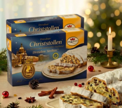 Dr. Quendt Dresdner Christstollen 2st Набор 2 Штоллена x 1 кг в подарочной упаковке, Немецкий рождественский кекс с изюмом и орехами