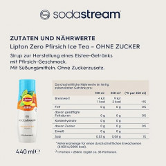 SodaStream Lipton Sirup Pfirsich, Сироп для приготовления Lipton Ice Tea Персиковый сироп, без сахара, 440 мл