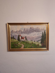 Картина винтажная &quot;Горный пейзаж с домиком&quot;, 66 x 46,5 см, Германия, 1960-70гг.