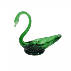 Конфетница винтажная Murano &quot;Лебедь&quot;, среднего размера, зеленое стекло, 20 см, Италия, 1960-70гг.