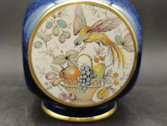 Банка для чая винтажная Carlton Ware England "Фрукты и птица", в ярких тонах, керамика, 13 х 8 см, Англия, 1960-70гг.