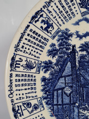 Тарелки винтажные English Ironstone, бело-голубая керамика, 4 шт x 24,5 x 2 см, Англия, 1986г.