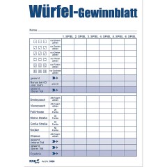 RNK Verlag Block Wurfelspiel-Gewinnblatt Блок Craps Выигрышная рука
