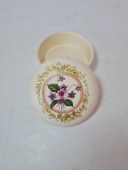 Шкатулка круглая винтажная Swanage Purbeck Ceramics, керамика с ярким цветочным рисунком, ручная работа, 11 x 4,5 см, Англия, 1960-70гг.