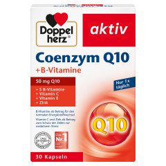 Doppelherz Coenzym Q10 + B-Vitamine, 30 Kapseln, 12,5 g, Коэнзим Q10 50 мг с витаминами B, C, E и цинком для энергетического обмена и защиты клеток, 30 капсул, 12,5 г