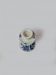 Delft Royal Holland Подсвечник с голубыми цветами и синим ободком, дельфтский фарфор, 14см х 8,5см, Голландия, 1960-70гг.