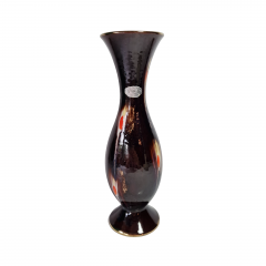 Ваза винтажная Jasba Keramik, черно-коричневая керамика с декором, 27 x 8 см / 3,5 см, Германия, 1960-70гг.