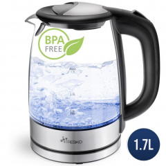 TRESKO TRESKO Wasserkocher TRESKO Wasserkocher Glas 1,7L Glaswasserkocher LED Edelstahl 2200W  Чайник TRESKO Чайник TRESKO стекло 1,7л стеклянный чайник LED нержавеющая сталь 2200Вт
