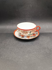 Чайная пара винтажная "Девушки в саду", китайский фарфор, ручная роспись, Китай, 1960-70гг.