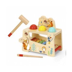 Tooky Toy Kinder Musikspielzeug 2 in 1 Xylophon Hammerspiel aus Holz Motorikspielzeug Детская музыкальная игрушка 2 в 1