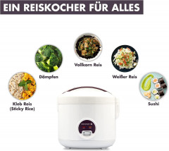 Reishunger Reishunger Reiskocher Reiskocher, 500 W, Mit Dampfgarfunktion  Warmhaltefunktion Schwarz Рисоварка Reishunger рисоварка, 500 Вт, с функцией приготовления на пару, функцией поддержания тепла
