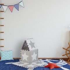 relaxdays 18 x Puzzlematte Sterne weiss-grau 18 ковриков-пазлов звезды бело-серые