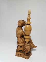 German Wood, Редчайшая Коллекционная деревянная статуэтка &quot;Женщина с прялкой&quot; , полностью ручная работа, 15см, Германия 1930-1940гг.