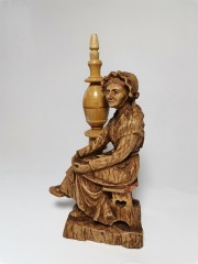 German Wood, Редчайшая Коллекционная деревянная статуэтка &quot;Женщина с прялкой&quot; , полностью ручная работа, 15см, Германия 1930-1940гг.