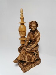 German Wood, Редчайшая Коллекционная деревянная статуэтка &quot;Женщина с прялкой&quot; , полностью ручная работа, 15см, Германия 1930-1940гг.
