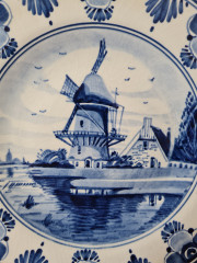 Delft Holland Декоративная тарелка &quot;Мельница&quot;, дельфтский фарфор, 19см, Голландия, 1960-70гг.