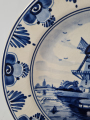 Delft Holland Декоративная тарелка &quot;Мельница&quot;, дельфтский фарфор, 19см, Голландия, 1960-70гг.