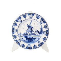 Delft Holland Декоративная тарелка &quot;Мельница&quot;, дельфтский фарфор, 19см, Голландия, 1960-70гг.