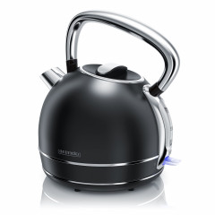 Arendo Arendo Wasserkocher, 1,7 l, 2200 W, Edelstahl Retrostyle Vintage, Uberhitzung  Trockenkochschutz, schwarz  Чайник Arendo, 1,7 л, 2200 Вт, нержавеющая сталь, ретро-стиль, винтаж, защита от перегрева и выкипания, черный