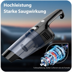Tisoutec Tisoutec Akku-Handstaubsauger Akku Handstaubsauger,12000Pa USB aufladbar Tragbar Leicht Mini, Staubsauger,6000mAh Auto-Staubsauger,Nass  Trocken Handsauger  Беспроводной ручной пылесос Tisoutec, 12000 Па, перезаряжаемый через USB, портативный, ле